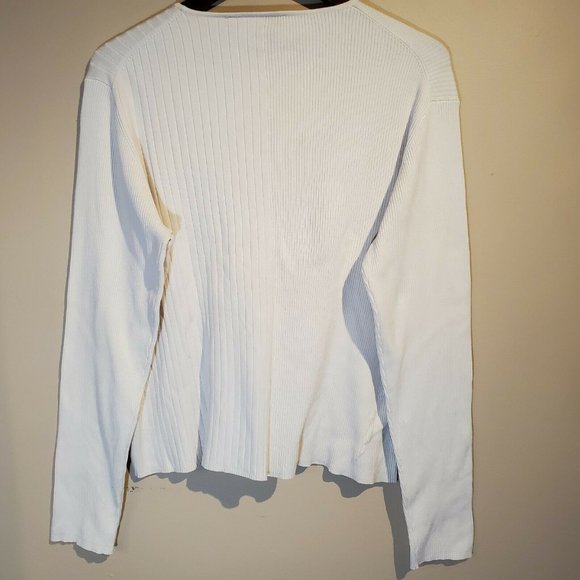2 Women's Knit Tops ANDREA VICCARO LARGE White Plus Black Long Sleeve EZ Blended - Picture 11 of 11